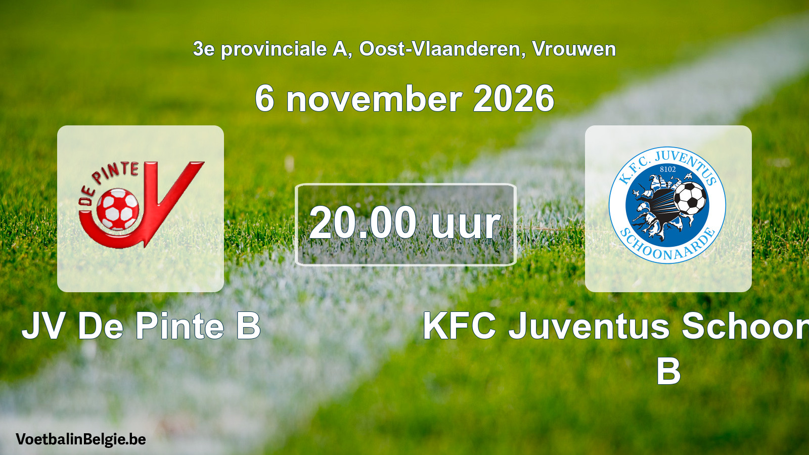 Geplande wedstrijd vrouwenvoetbal: JV De Pinte B - KFC Juventus Schoonaarde B (6 november 2026)