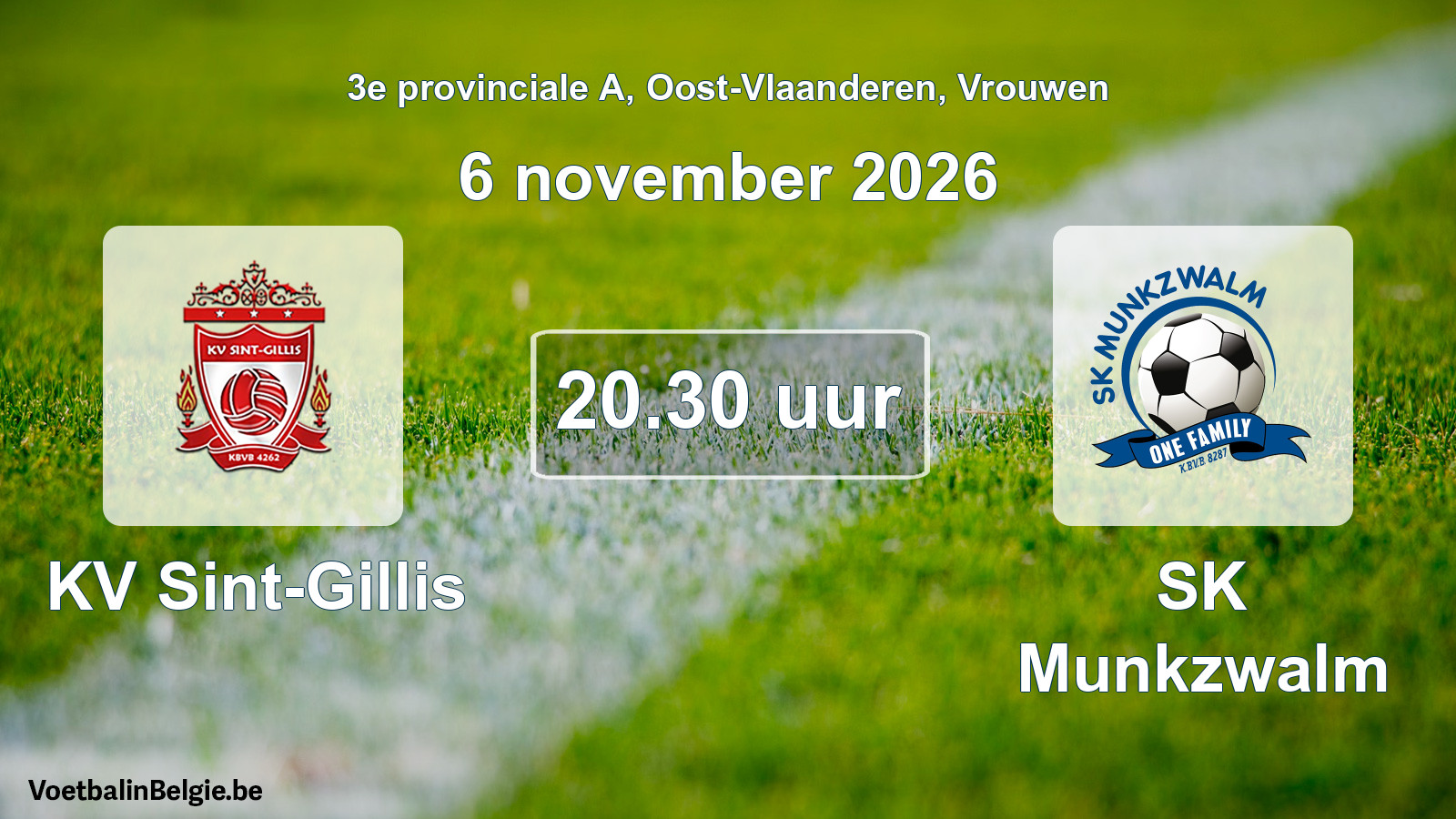 Geplande wedstrijd vrouwenvoetbal: KV Sint-Gillis - SK Munkzwalm (6 november 2026)