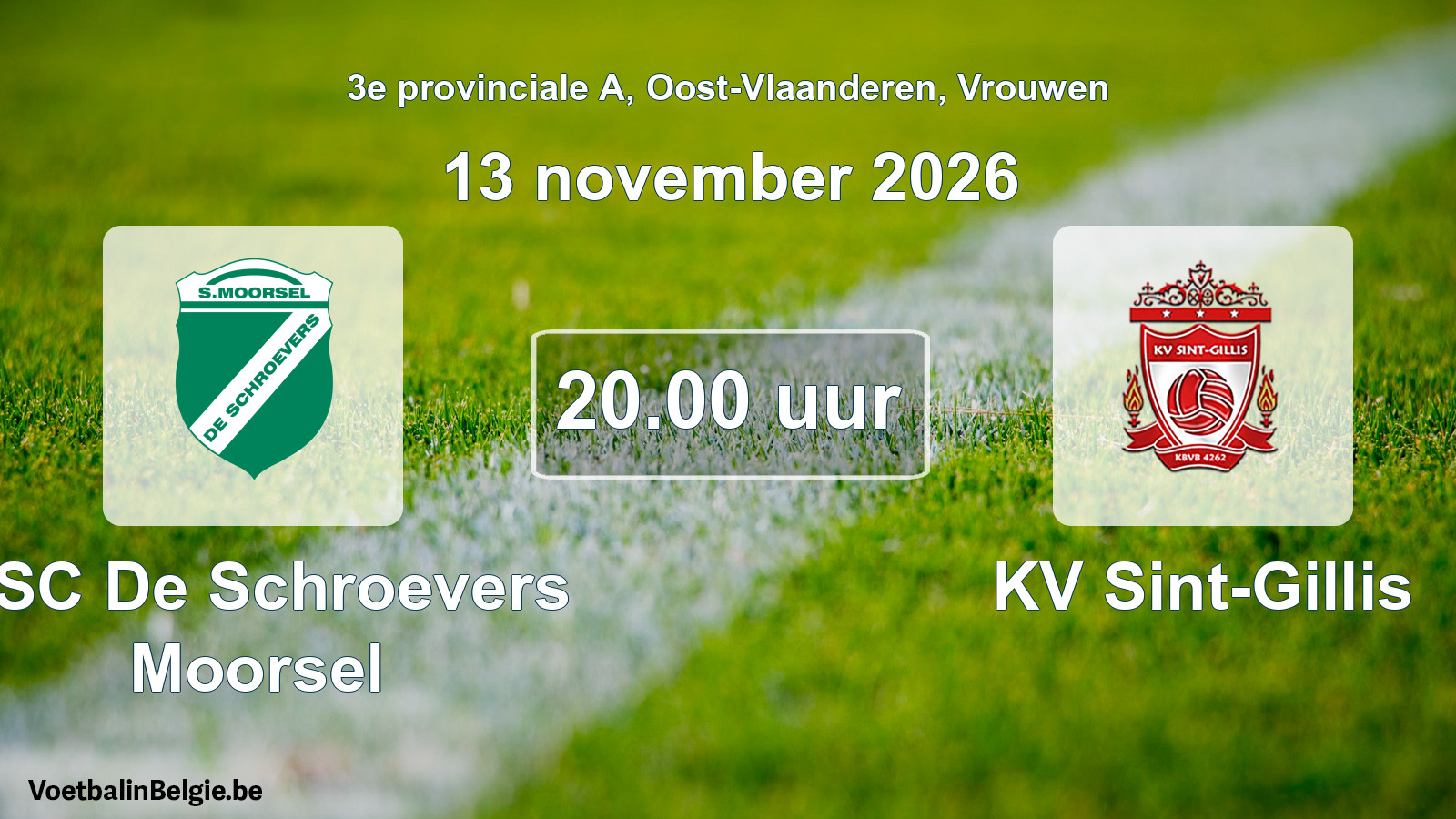 Geplande wedstrijd vrouwenvoetbal: KSC De Schroevers Moorsel - KV Sint-Gillis (13 november 2026)