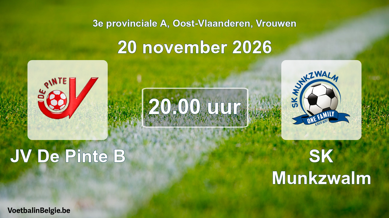 Geplande wedstrijd vrouwenvoetbal: JV De Pinte B - SK Munkzwalm (20 november 2026)