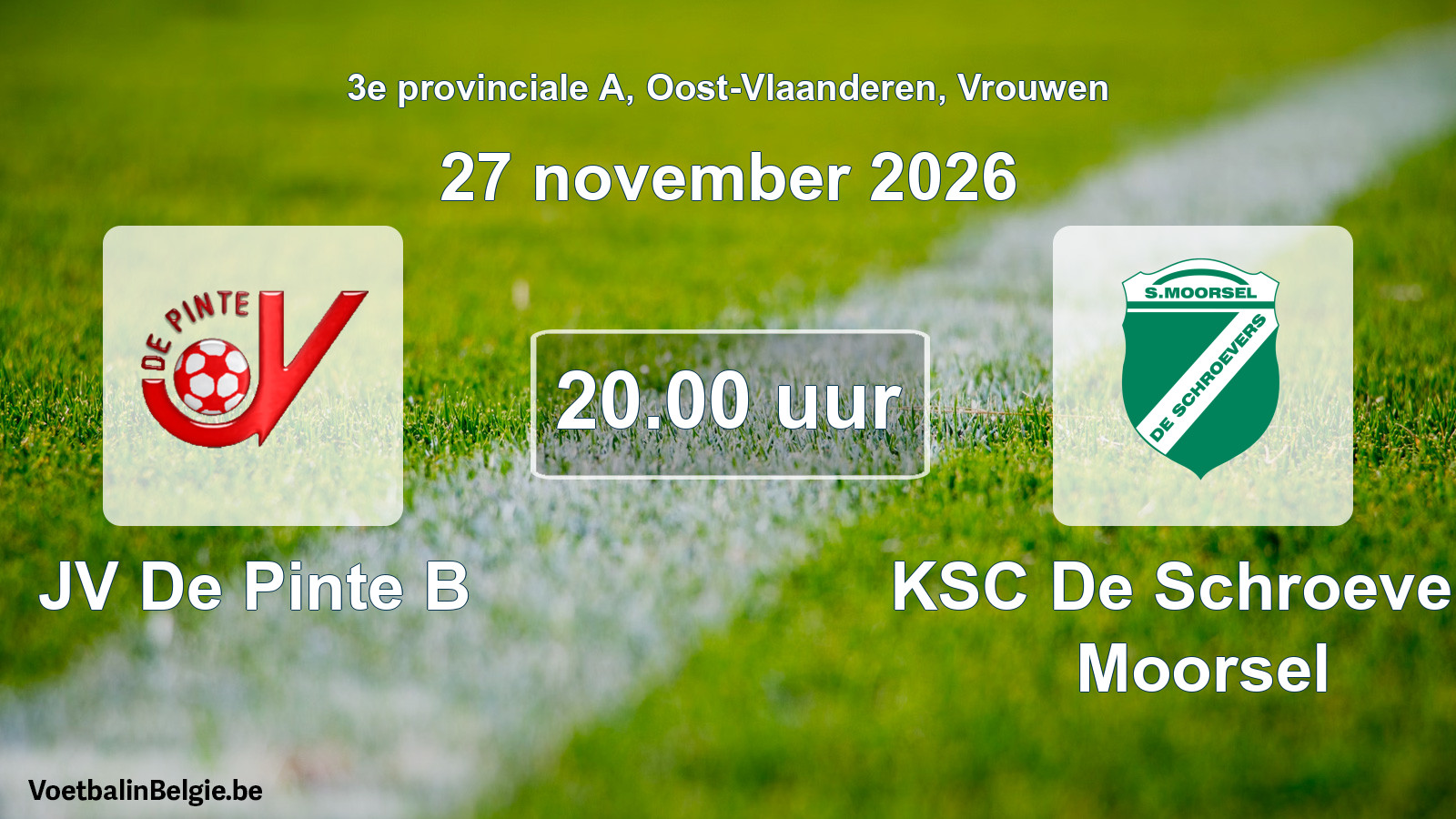 Geplande wedstrijd vrouwenvoetbal: JV De Pinte B - KSC De Schroevers Moorsel (27 november 2026)