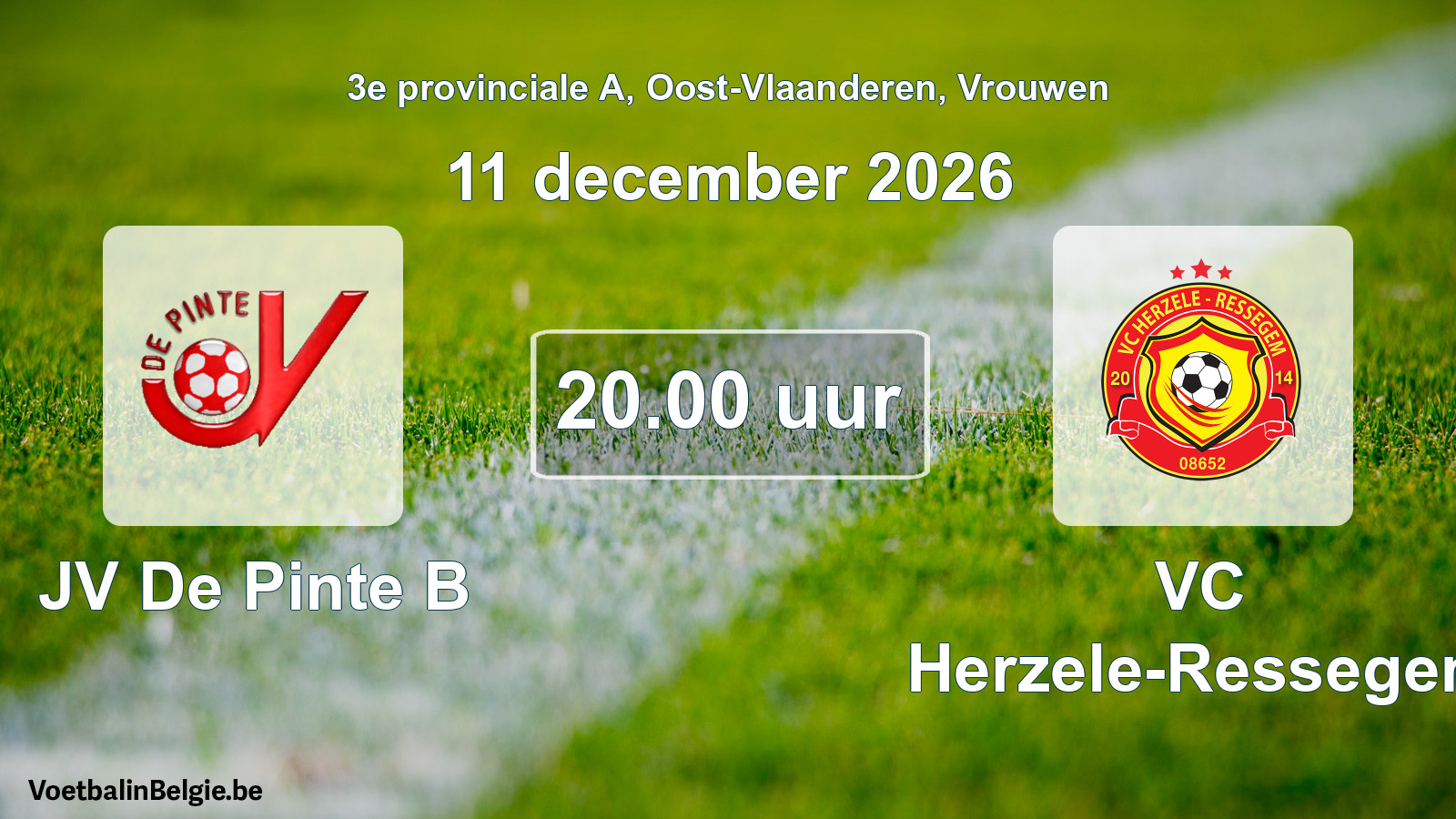 Geplande wedstrijd vrouwenvoetbal: JV De Pinte B - VC Herzele-Ressegem (11 december 2026)
