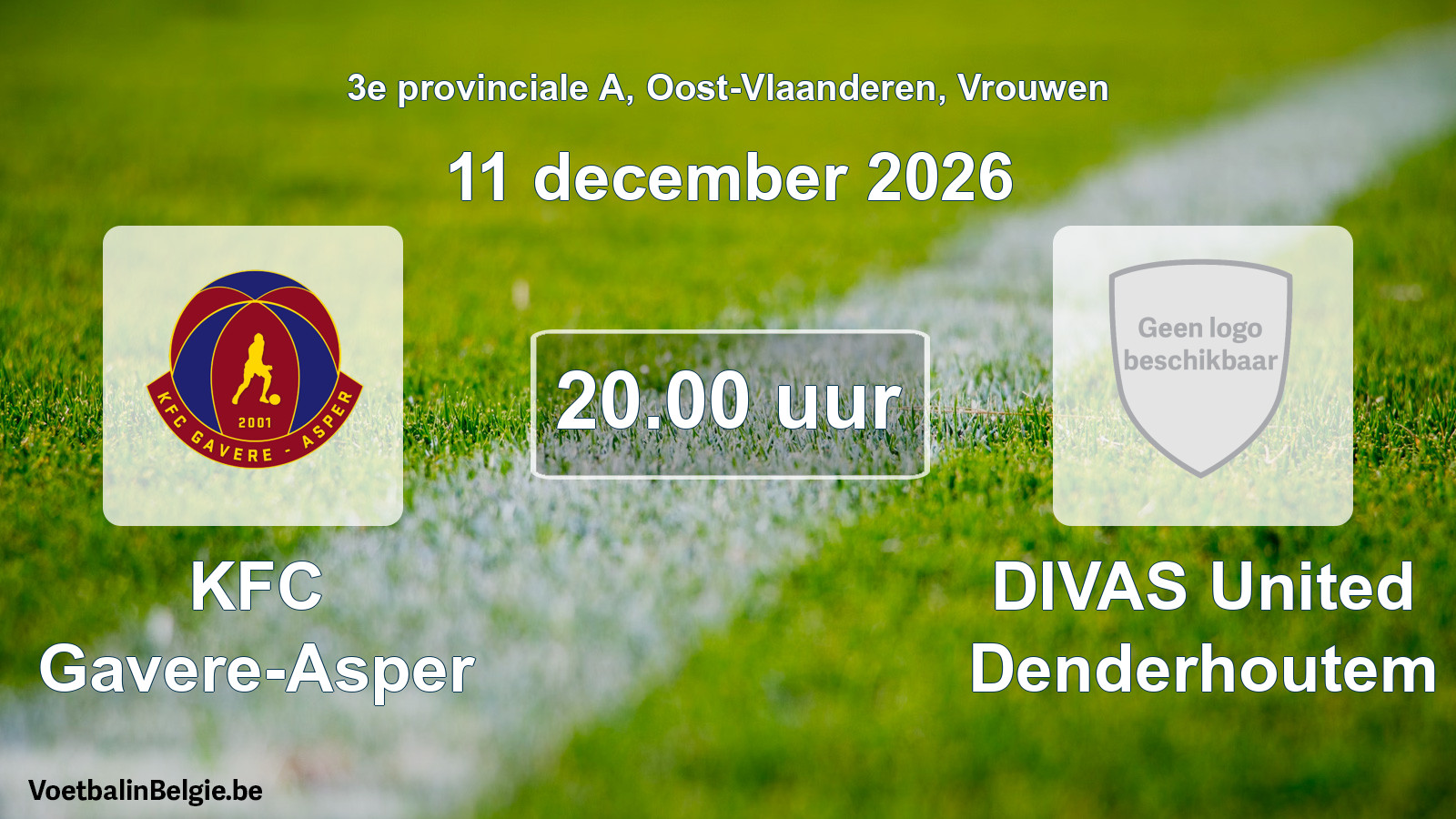 Geplande wedstrijd vrouwenvoetbal: KFC Gavere-Asper - DIVAS United Denderhoutem (11 december 2026)