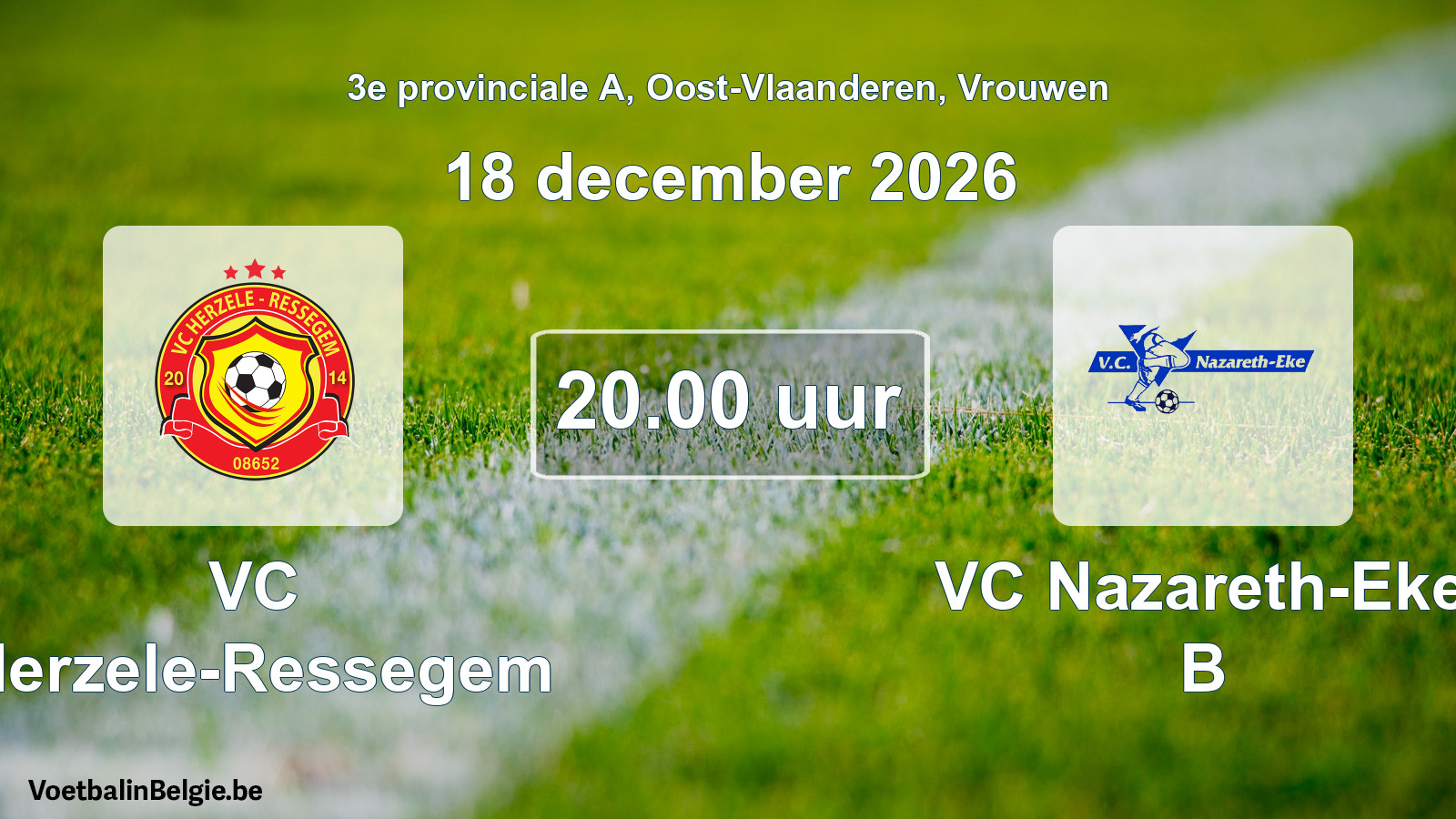 Geplande wedstrijd vrouwenvoetbal: VC Herzele-Ressegem - VC Nazareth-Eke B (18 december 2026)