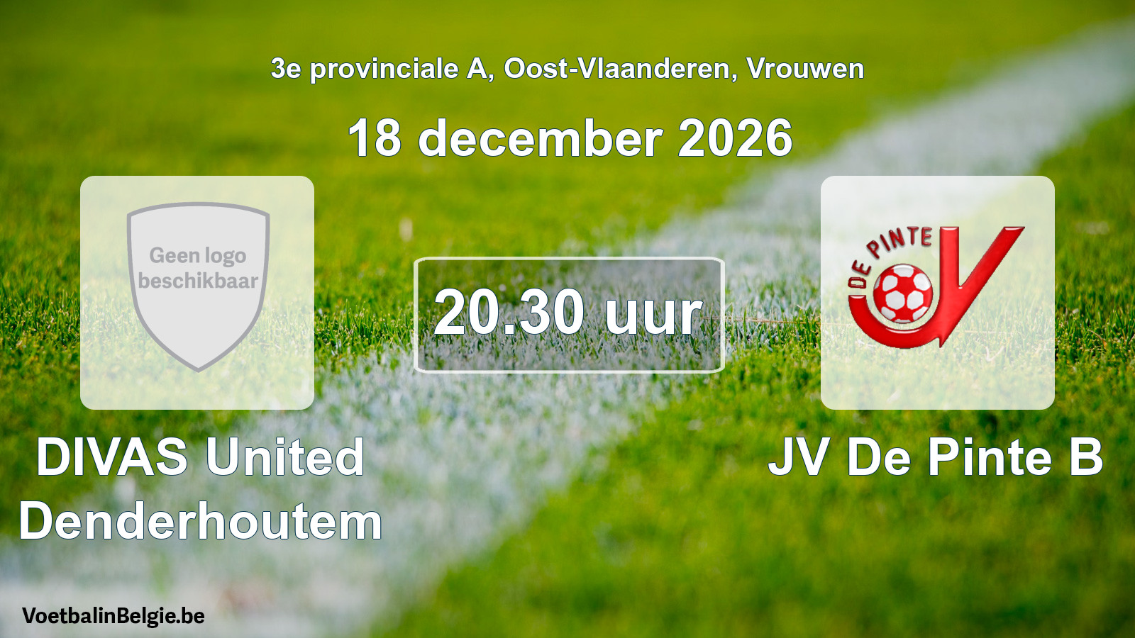 Geplande wedstrijd vrouwenvoetbal: DIVAS United Denderhoutem - JV De Pinte B (18 december 2026)
