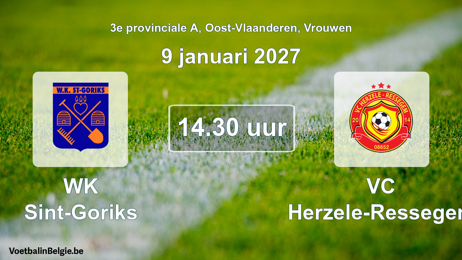 Geplande wedstrijd vrouwenvoetbal: WK Sint-Goriks - VC Herzele-Ressegem (9 januari 2027)