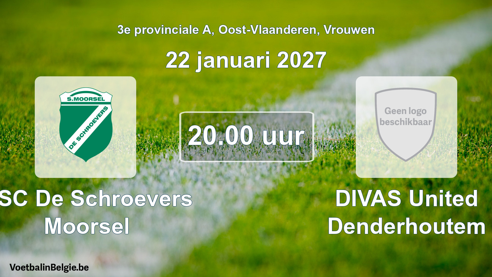 Geplande wedstrijd vrouwenvoetbal: KSC De Schroevers Moorsel - DIVAS United Denderhoutem (22 januari 2027)