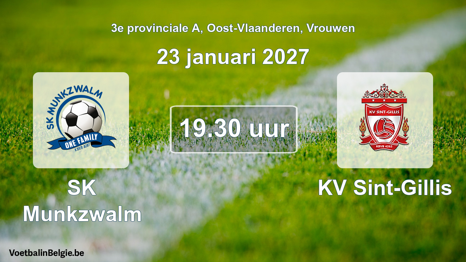 Geplande wedstrijd vrouwenvoetbal: SK Munkzwalm - KV Sint-Gillis (23 januari 2027)