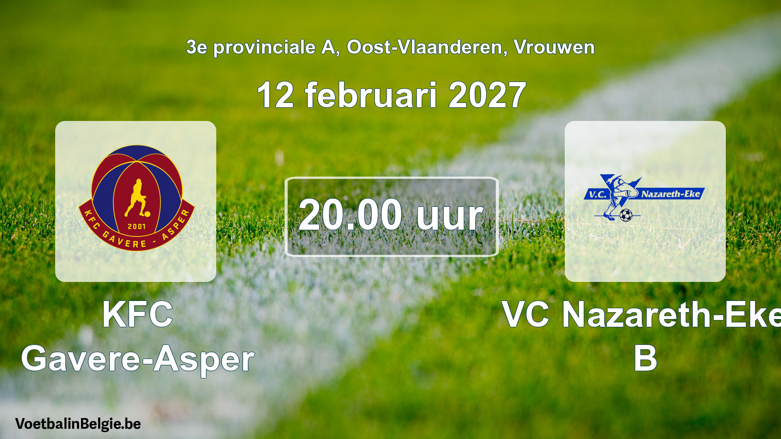 Geplande wedstrijd vrouwenvoetbal: KFC Gavere-Asper - VC Nazareth-Eke B (12 februari 2027)