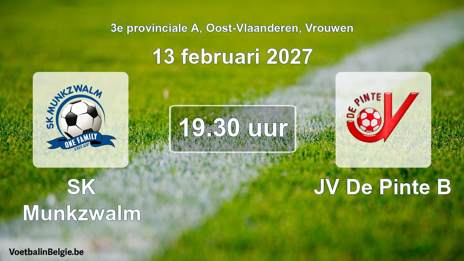 Geplande wedstrijd vrouwenvoetbal: SK Munkzwalm - JV De Pinte B (13 februari 2027)