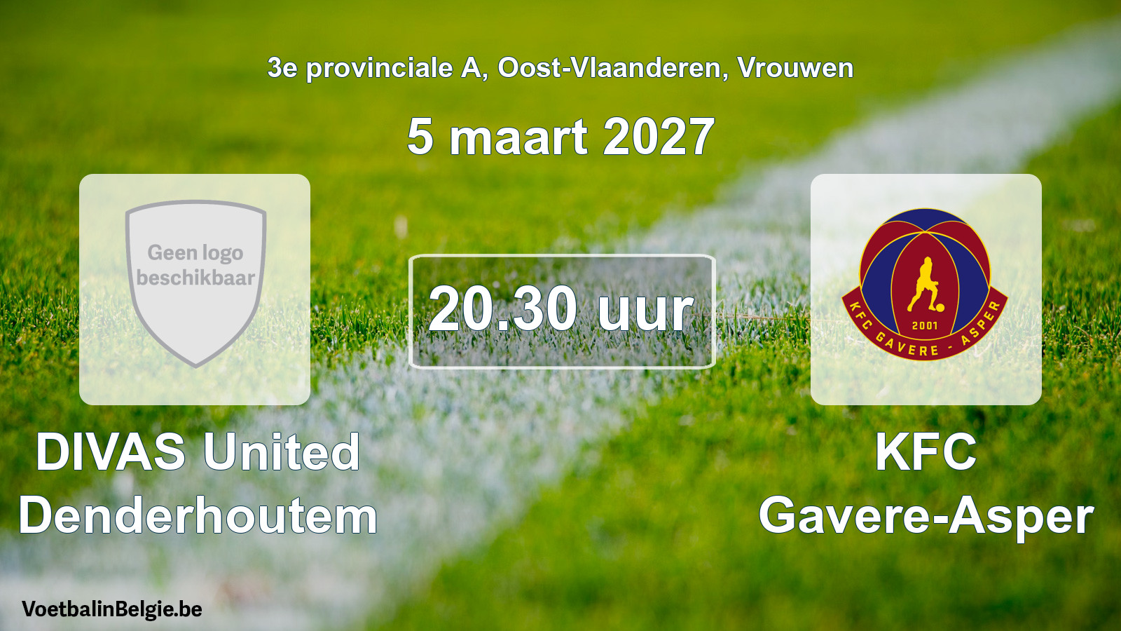 Geplande wedstrijd vrouwenvoetbal: DIVAS United Denderhoutem - KFC Gavere-Asper (5 maart 2027)