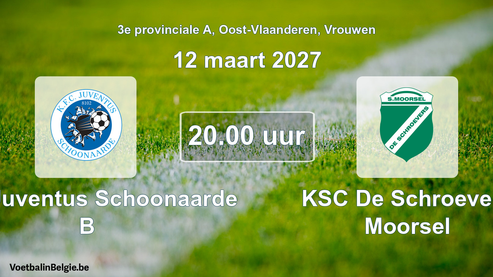 Geplande wedstrijd vrouwenvoetbal: KFC Juventus Schoonaarde B - KSC De Schroevers Moorsel (12 maart 2027)