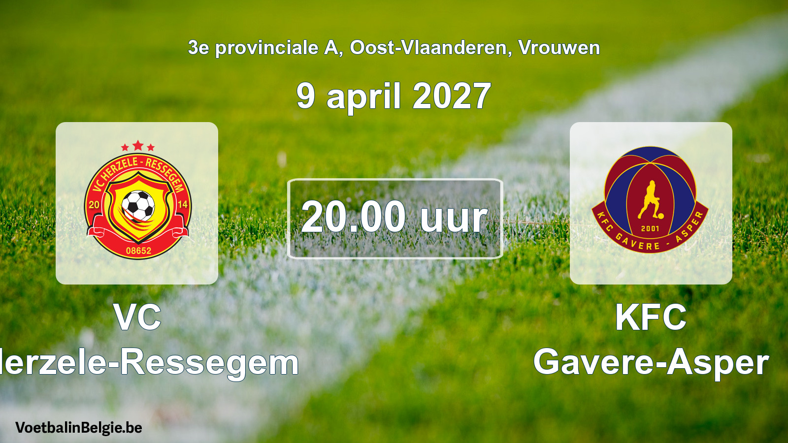 Geplande wedstrijd vrouwenvoetbal: VC Herzele-Ressegem - KFC Gavere-Asper (9 april 2027)