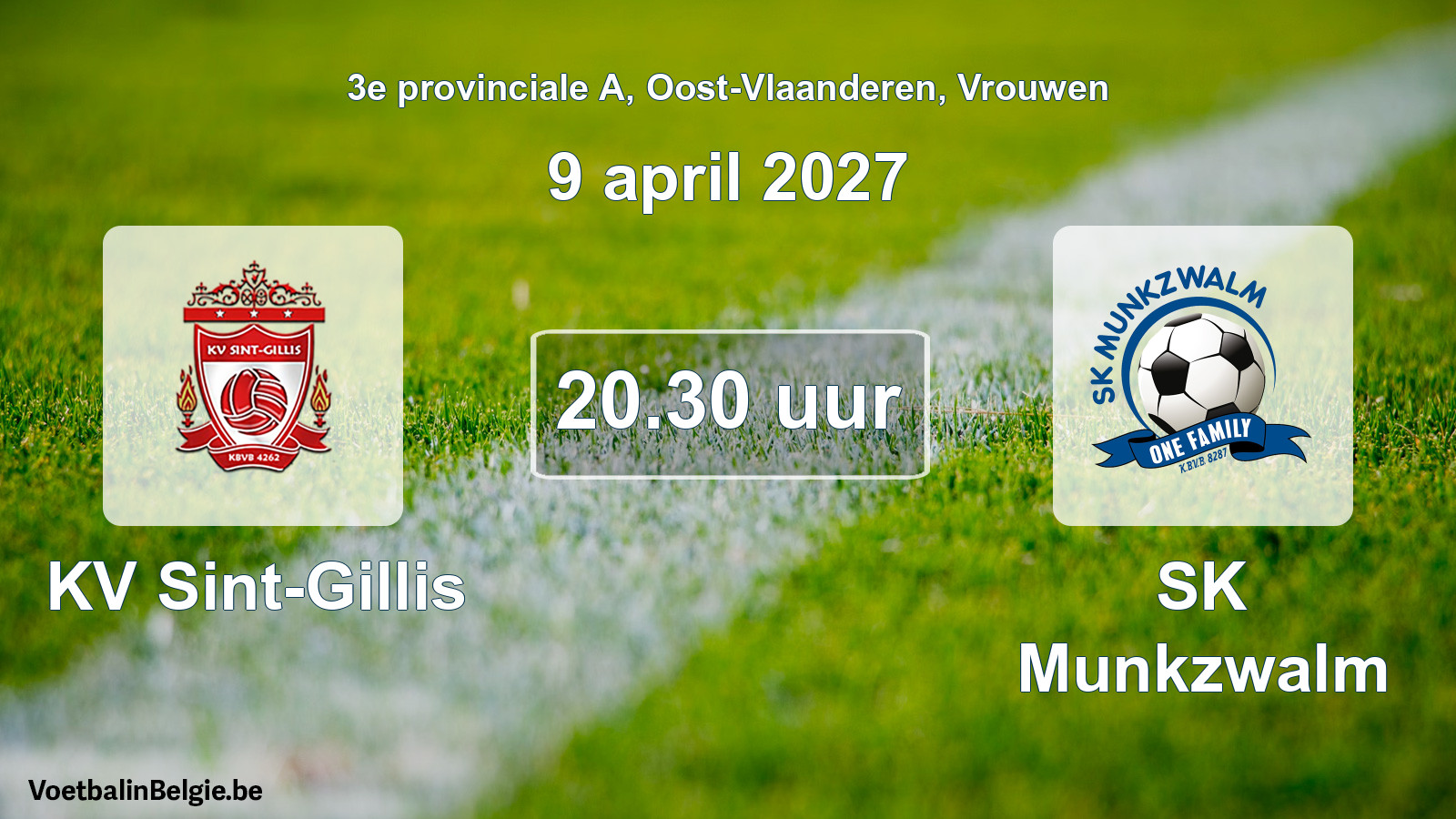 Geplantes Spiel frauen-Fußball: KV Sint-Gillis - SK Munkzwalm (9 April 2027)