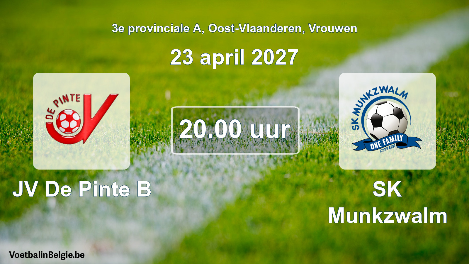 Geplande wedstrijd vrouwenvoetbal: JV De Pinte B - SK Munkzwalm (23 april 2027)