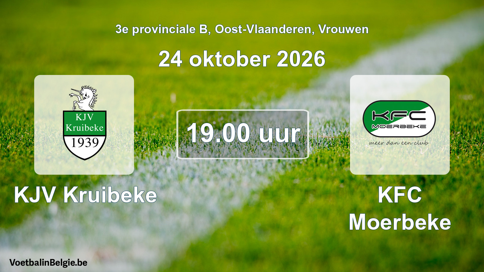 Match prévu football femmes: KJV Kruibeke - KFC Moerbeke (24 octobre 2026)