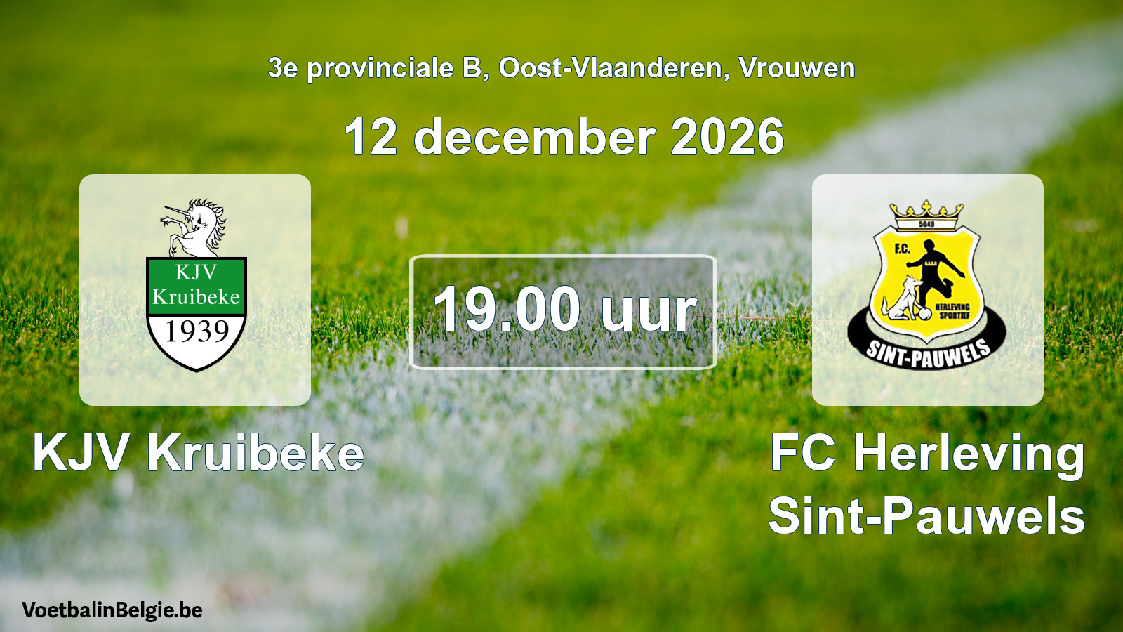 Geplande wedstrijd vrouwenvoetbal: KJV Kruibeke - FC Herleving Sint-Pauwels (12 december 2026)