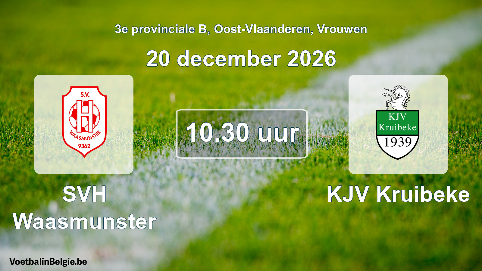 Geplande wedstrijd vrouwenvoetbal: SVH Waasmunster - KJV Kruibeke (20 december 2026)