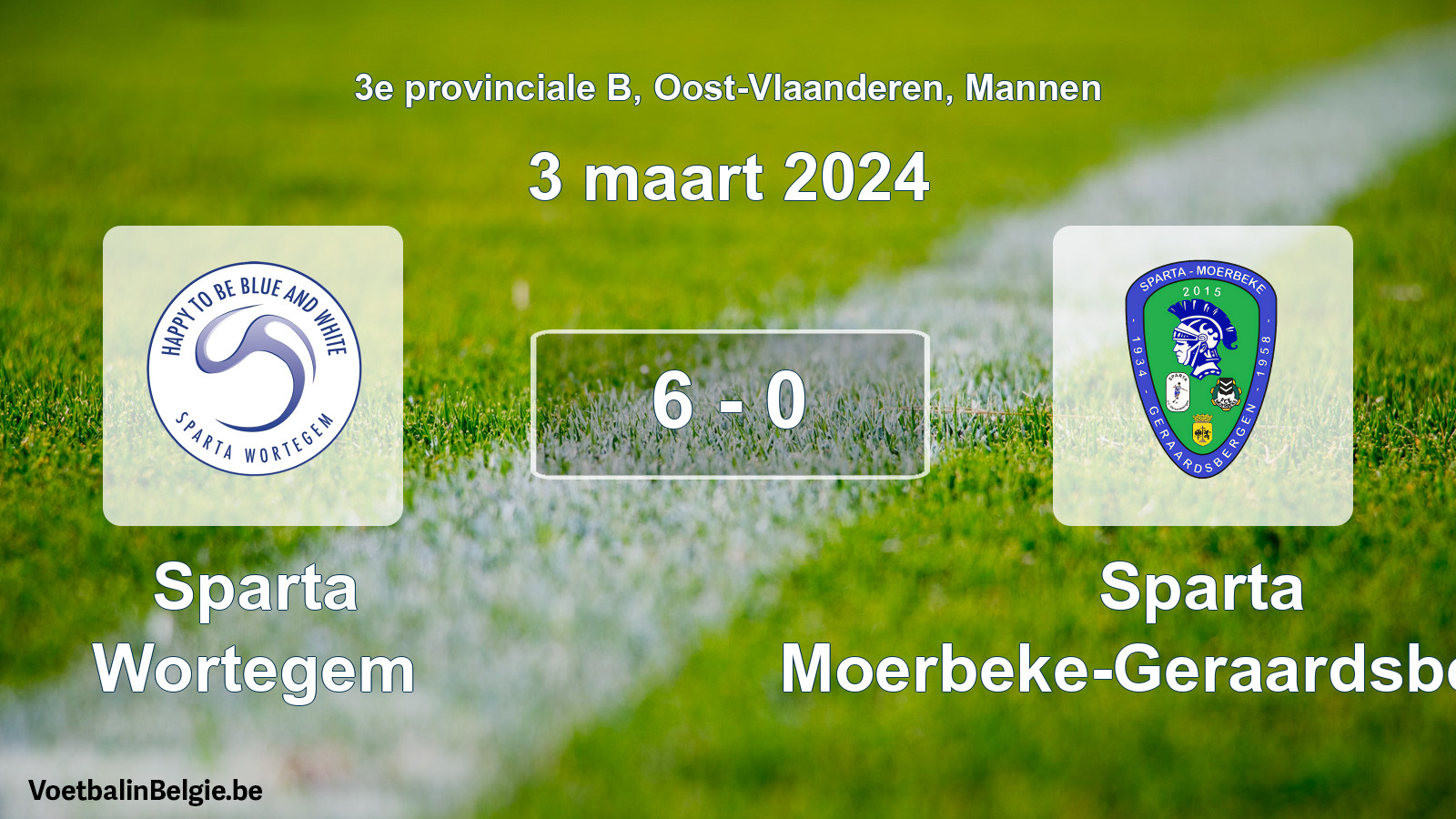 Gespeelde wedstrijd mannenvoetbal: Sparta Wortegem - Sparta Moerbeke-Geraardsbergen 6 - 0 (3 maart 2024)