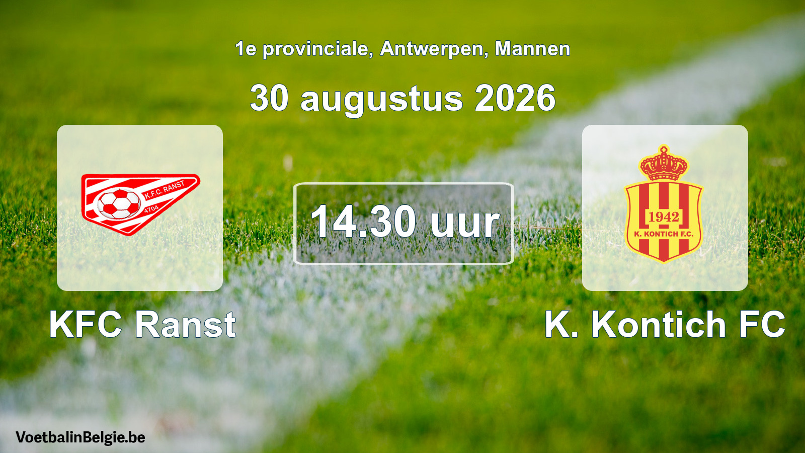 Geplantes Spiel männer-Fußball: KFC Ranst - K. Kontich FC (30 August 2026)