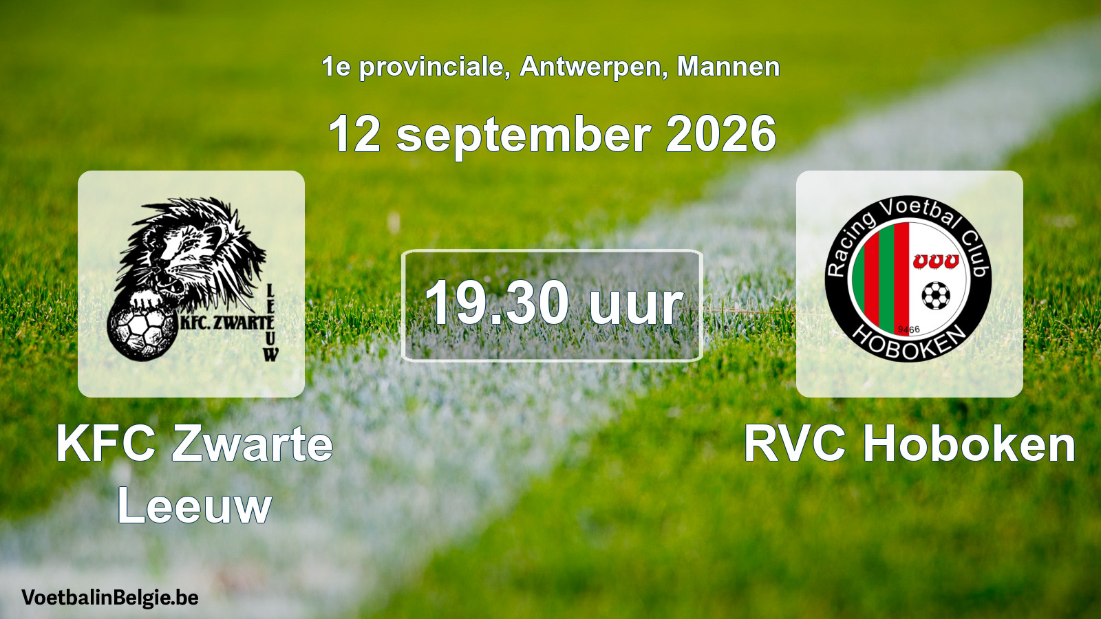 Scheduled match men football: KFC Zwarte Leeuw - RVC Hoboken (12 September 2026)