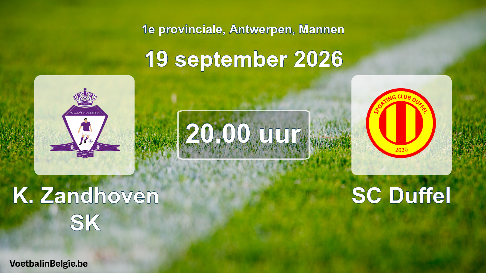 Match prévu football hommes: K. Zandhoven SK - SC Duffel (19 septembre 2026)