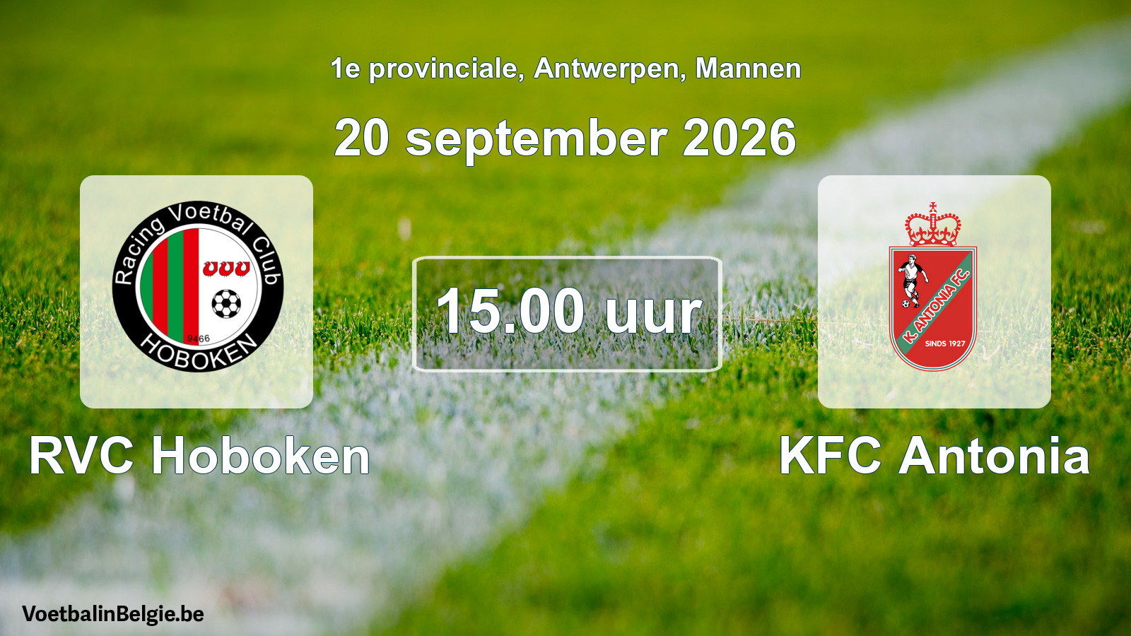 Match prévu football hommes: RVC Hoboken - KFC Antonia (20 septembre 2026)