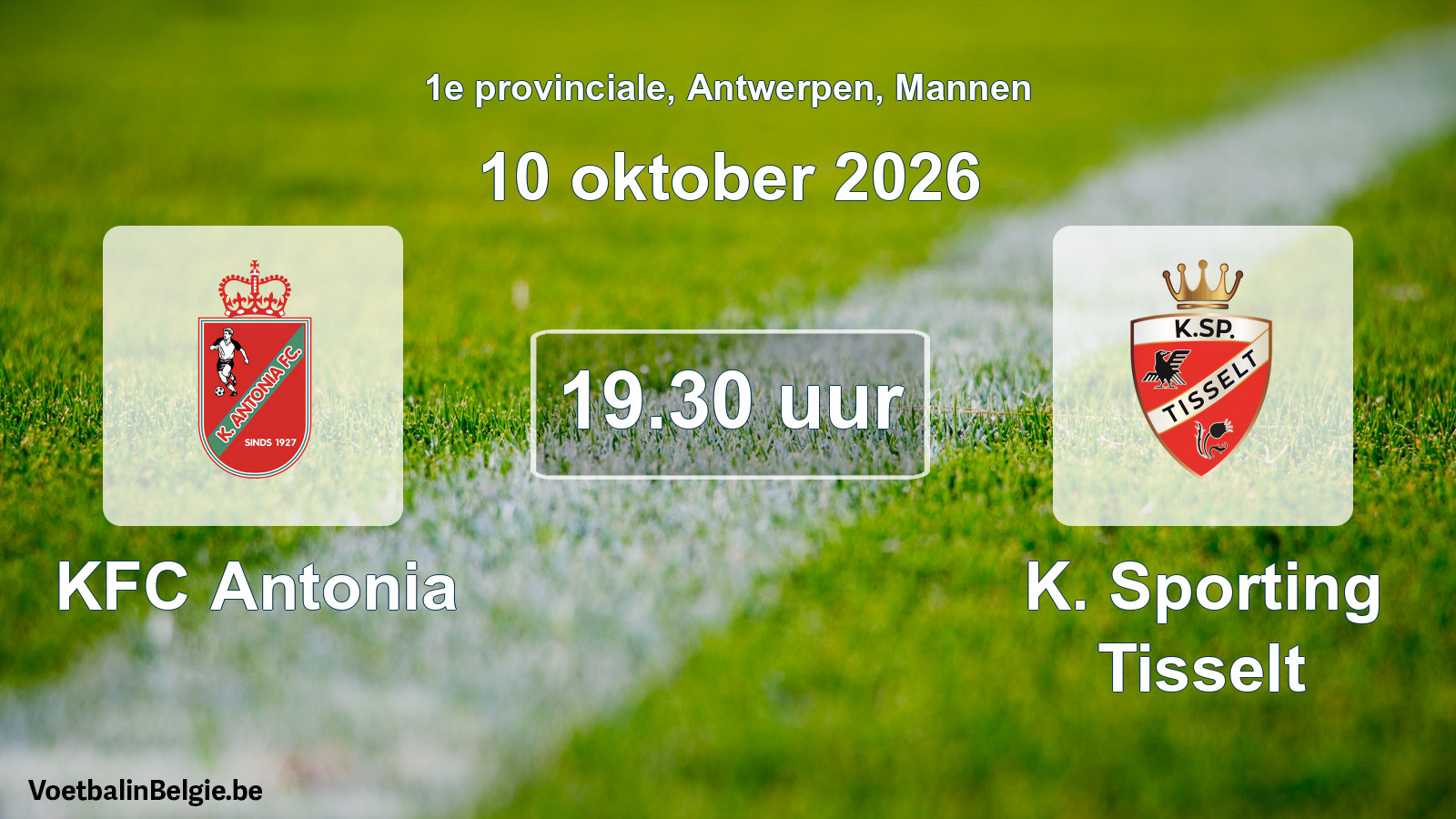 Scheduled match men football: KFC Antonia - K. Sporting Tisselt (10 October 2026)