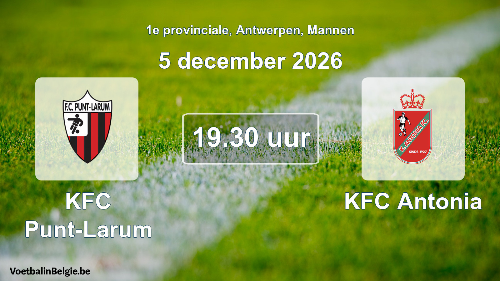 Geplantes Spiel männer-Fußball: KFC Punt-Larum - KFC Antonia (5 Dezember 2026)