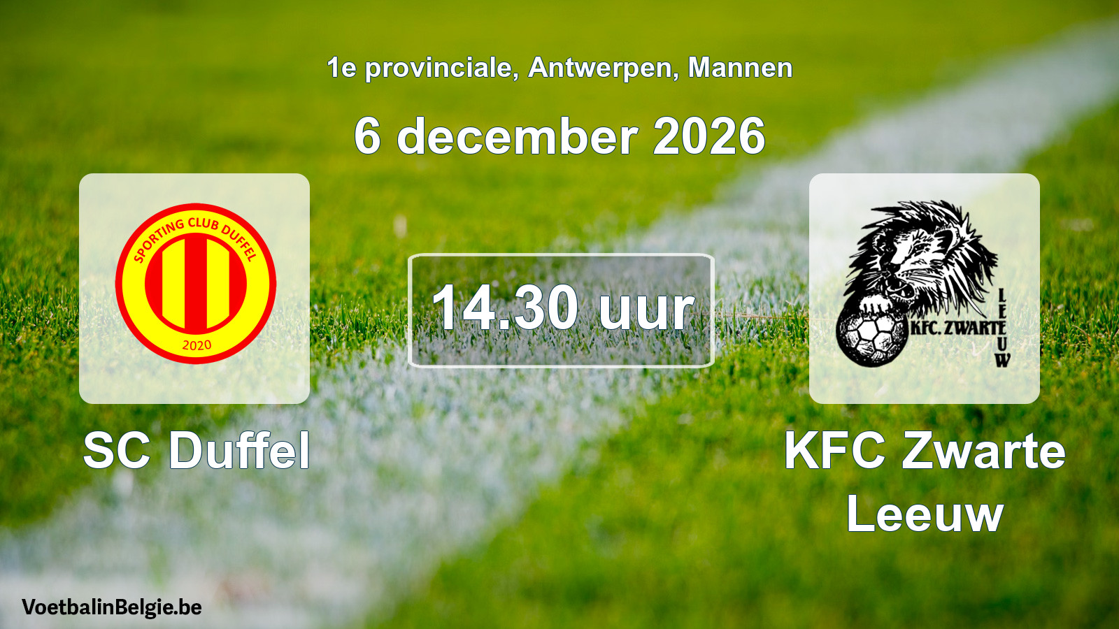 Scheduled match men football: SC Duffel - KFC Zwarte Leeuw (6 December 2026)