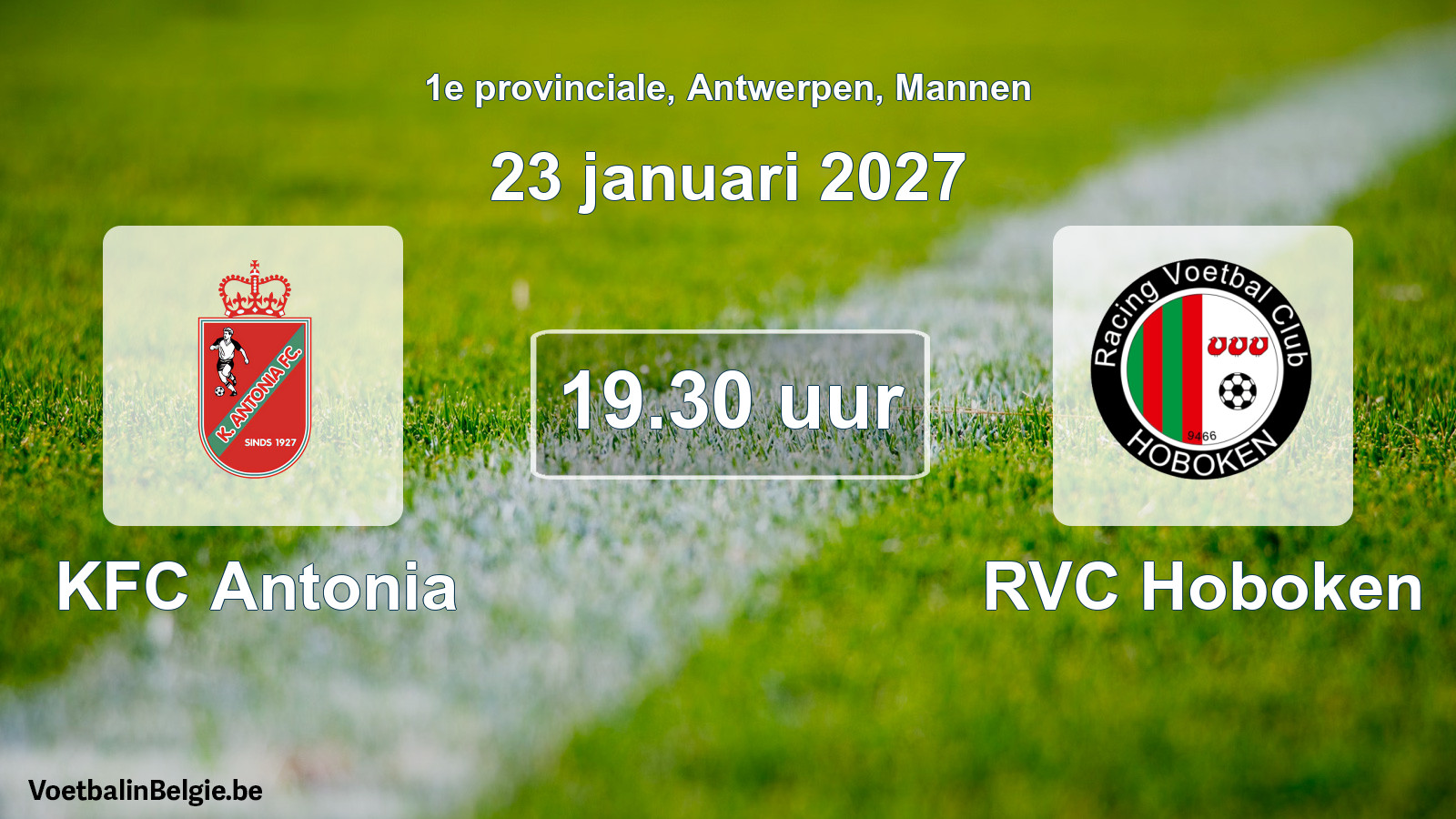 Match prévu football hommes: KFC Antonia - RVC Hoboken (23 janvier 2027)