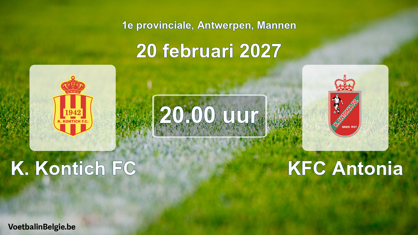 Match prévu football hommes: K. Kontich FC - KFC Antonia (20 février 2027)