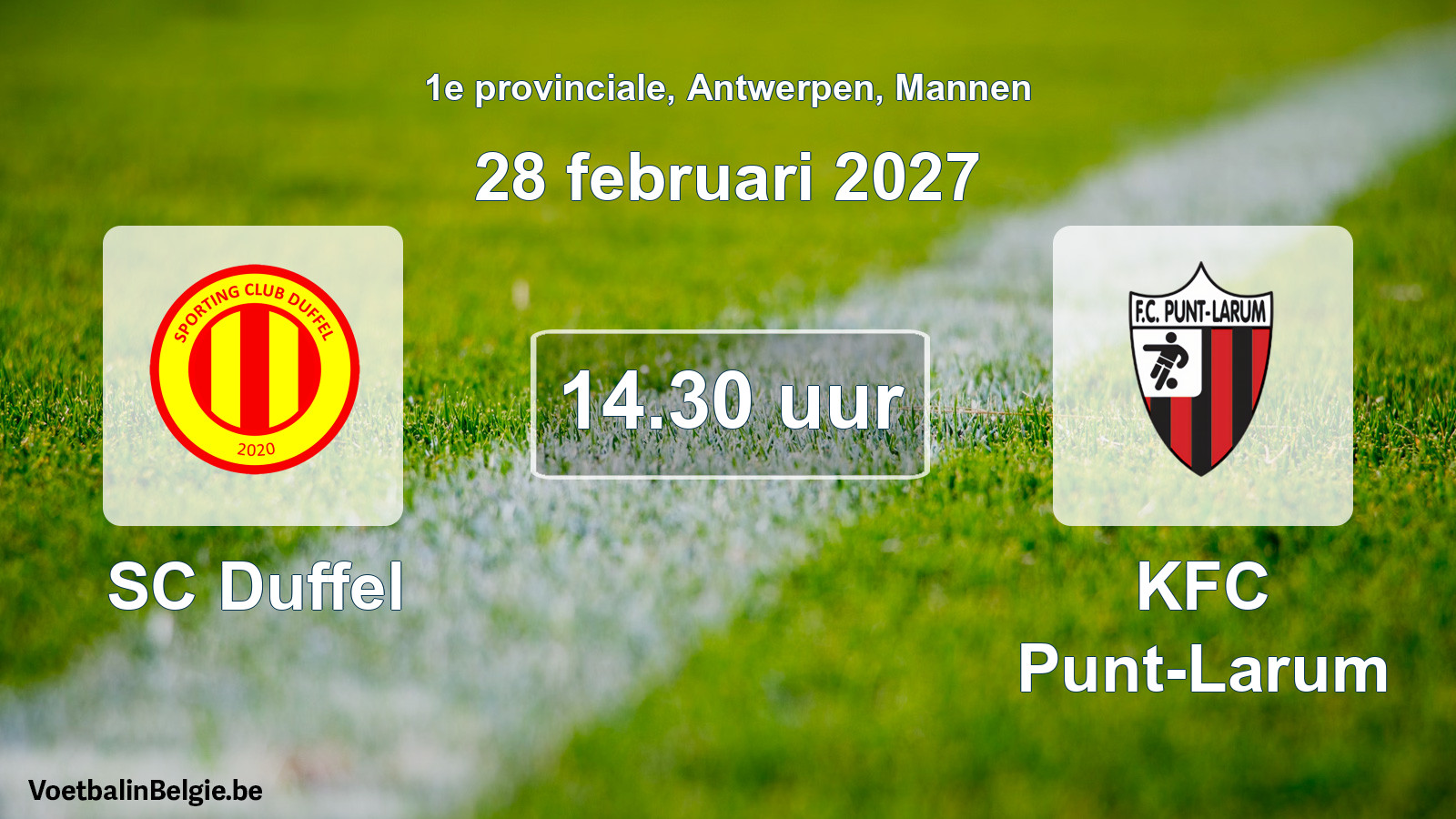 Geplantes Spiel männer-Fußball: SC Duffel - KFC Punt-Larum (28 Februar 2027)
