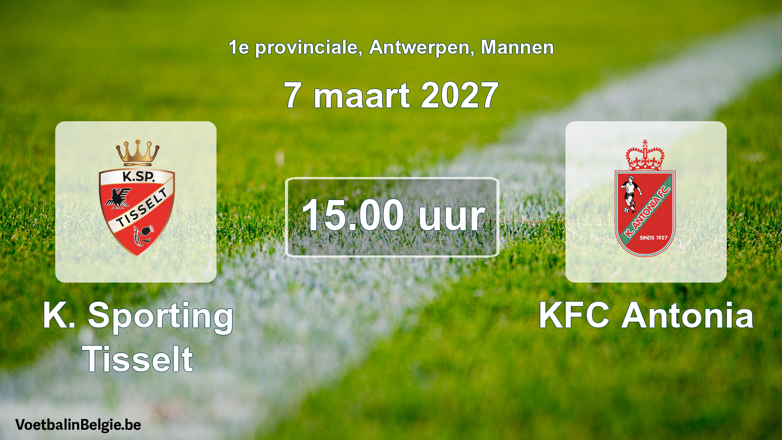 Scheduled match men football: K. Sporting Tisselt - KFC Antonia (7 March 2027)