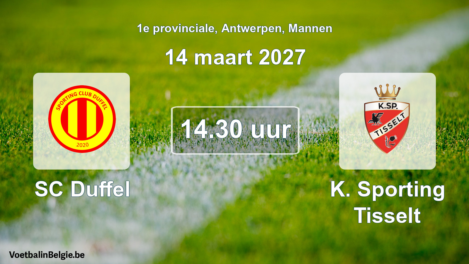 Scheduled match men football: SC Duffel - K. Sporting Tisselt (14 March 2027)