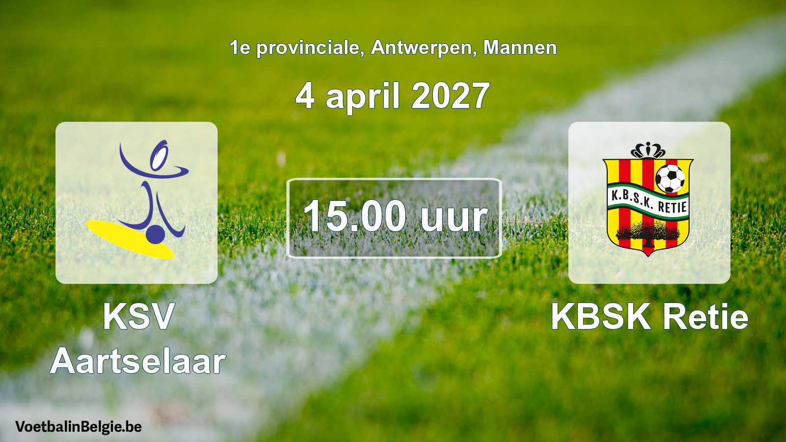 Scheduled match men football: KSV Aartselaar - KBSK Retie (4 April 2027)