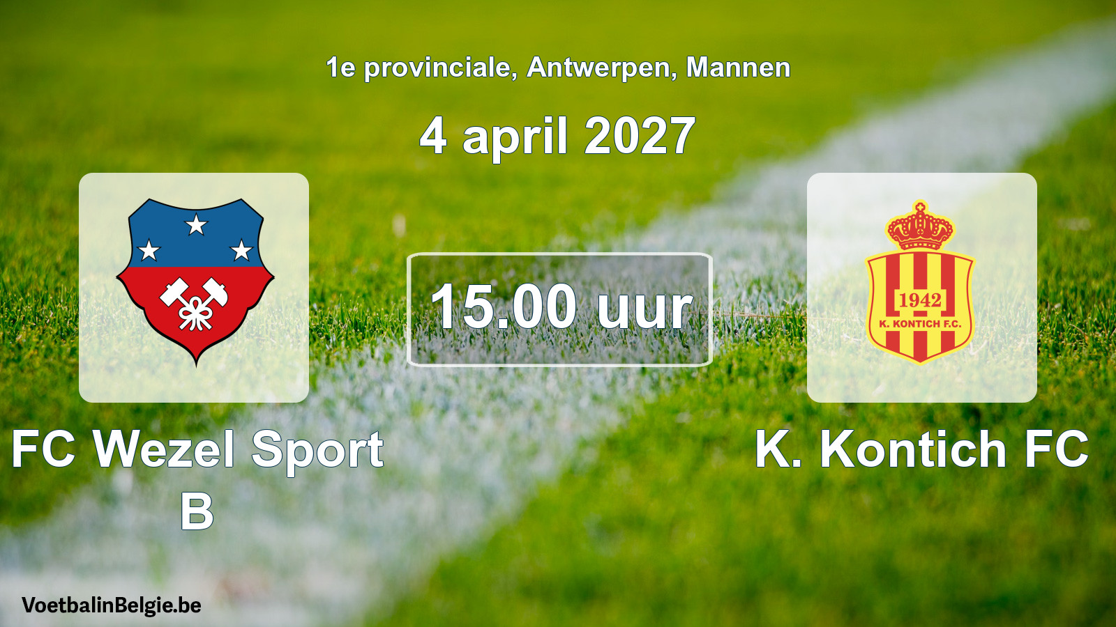 Scheduled match men football: FC Wezel Sport B - K. Kontich FC (4 April 2027)