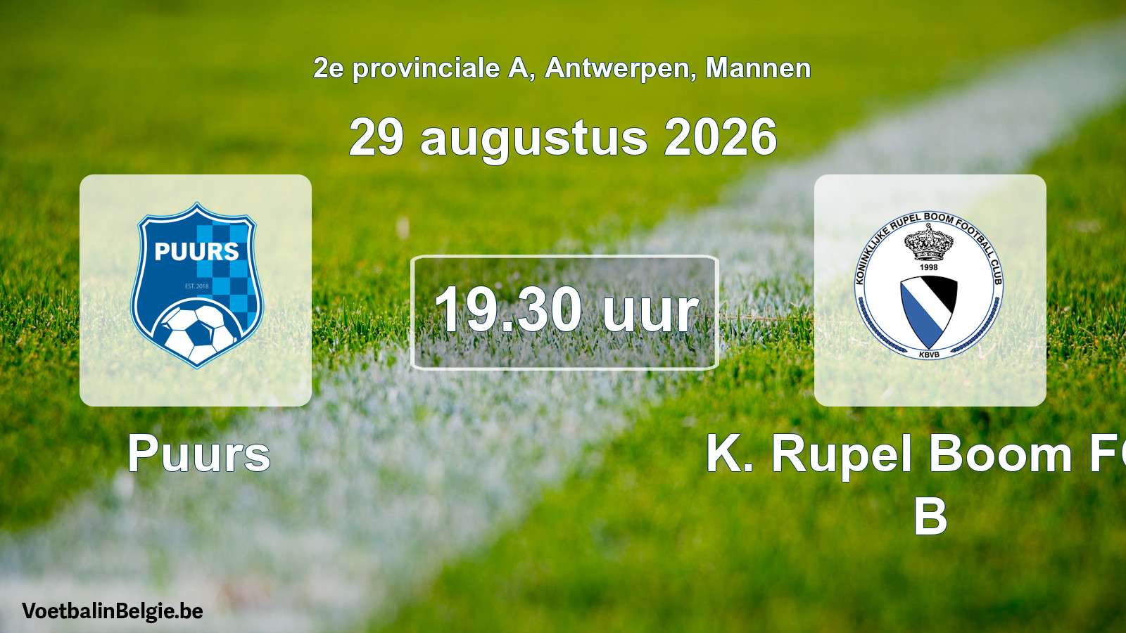 Geplande wedstrijd mannenvoetbal: Puurs - K. Rupel Boom FC B (29 augustus 2026)