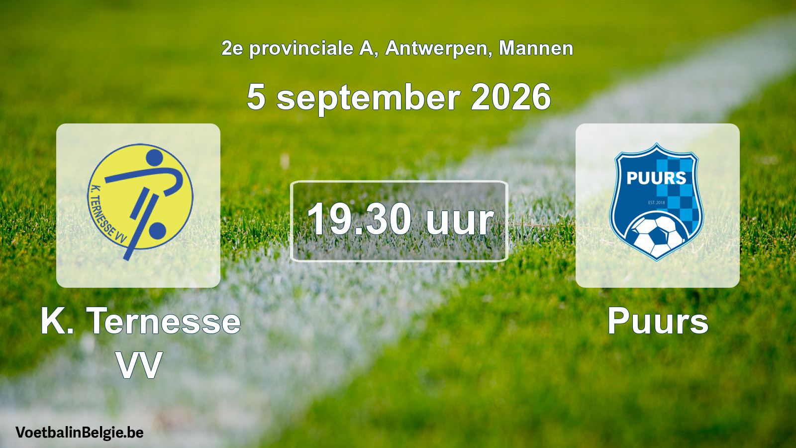 Geplande wedstrijd mannenvoetbal: K. Ternesse VV - Puurs (5 september 2026)