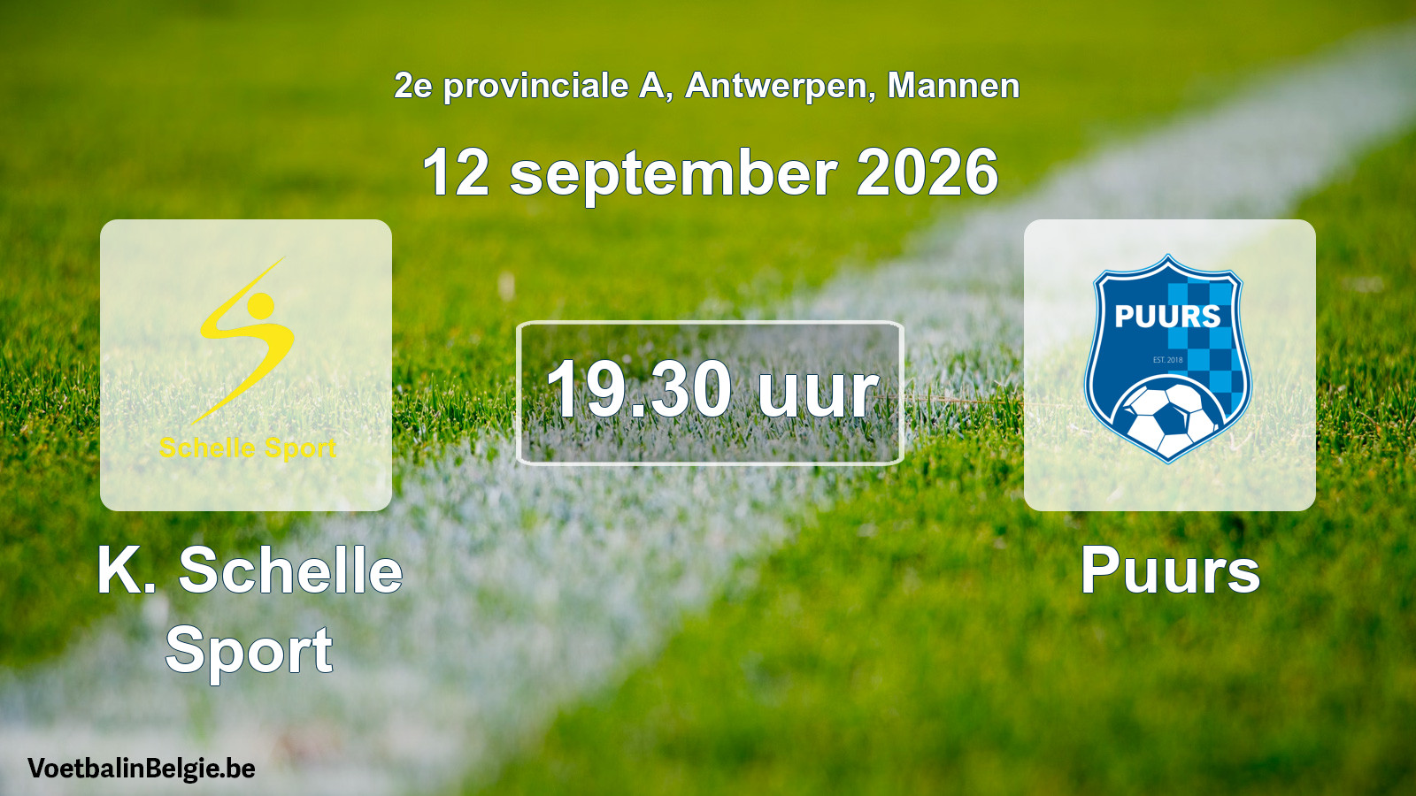 Geplande wedstrijd mannenvoetbal: K. Schelle Sport - Puurs (12 september 2026)