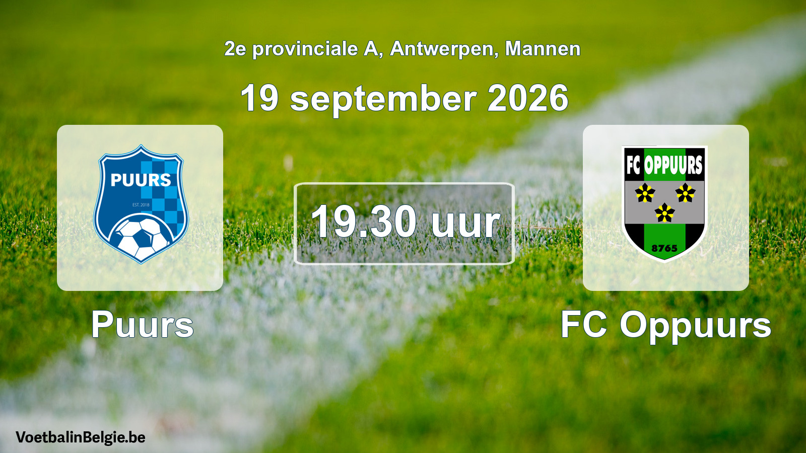 Geplande wedstrijd mannenvoetbal: Puurs - FC Oppuurs (19 september 2026)