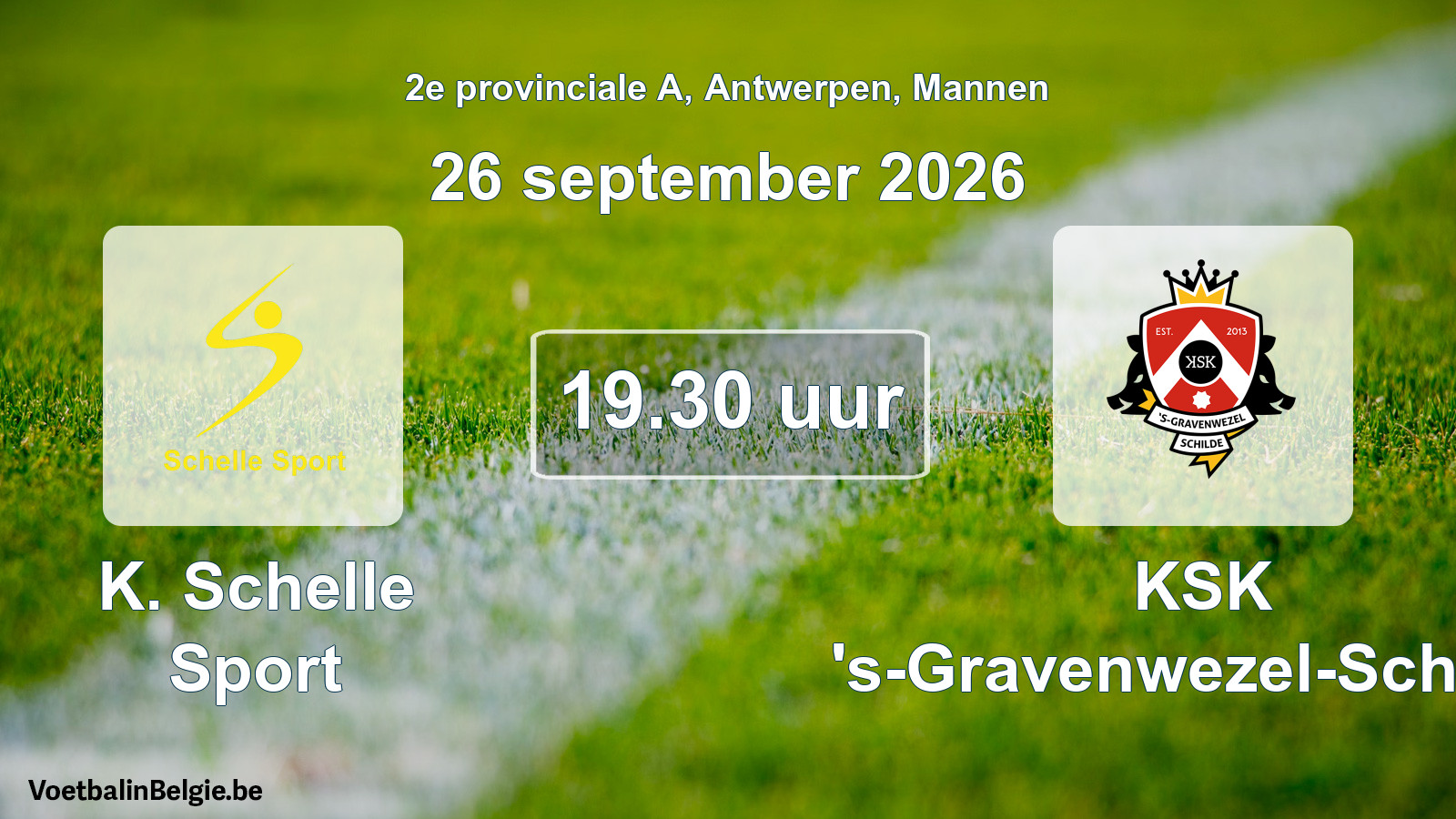 Geplande wedstrijd mannenvoetbal: K. Schelle Sport - KSK 's-Gravenwezel-Schilde (26 september 2026)