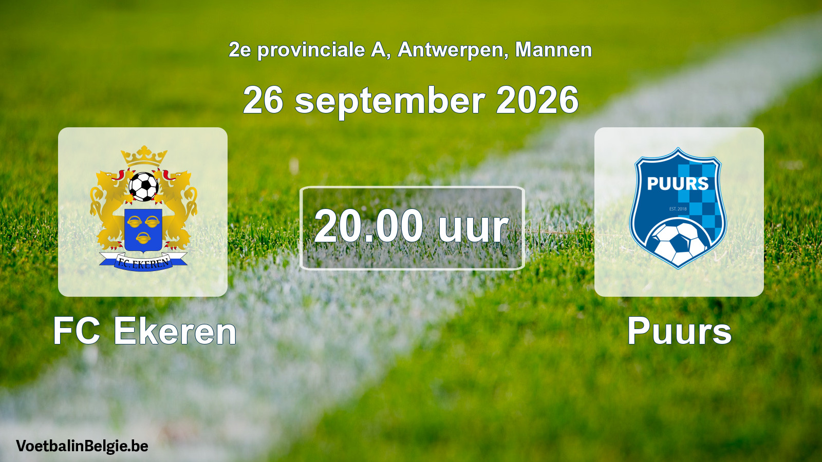 Geplande wedstrijd mannenvoetbal: FC Ekeren - Puurs (26 september 2026)