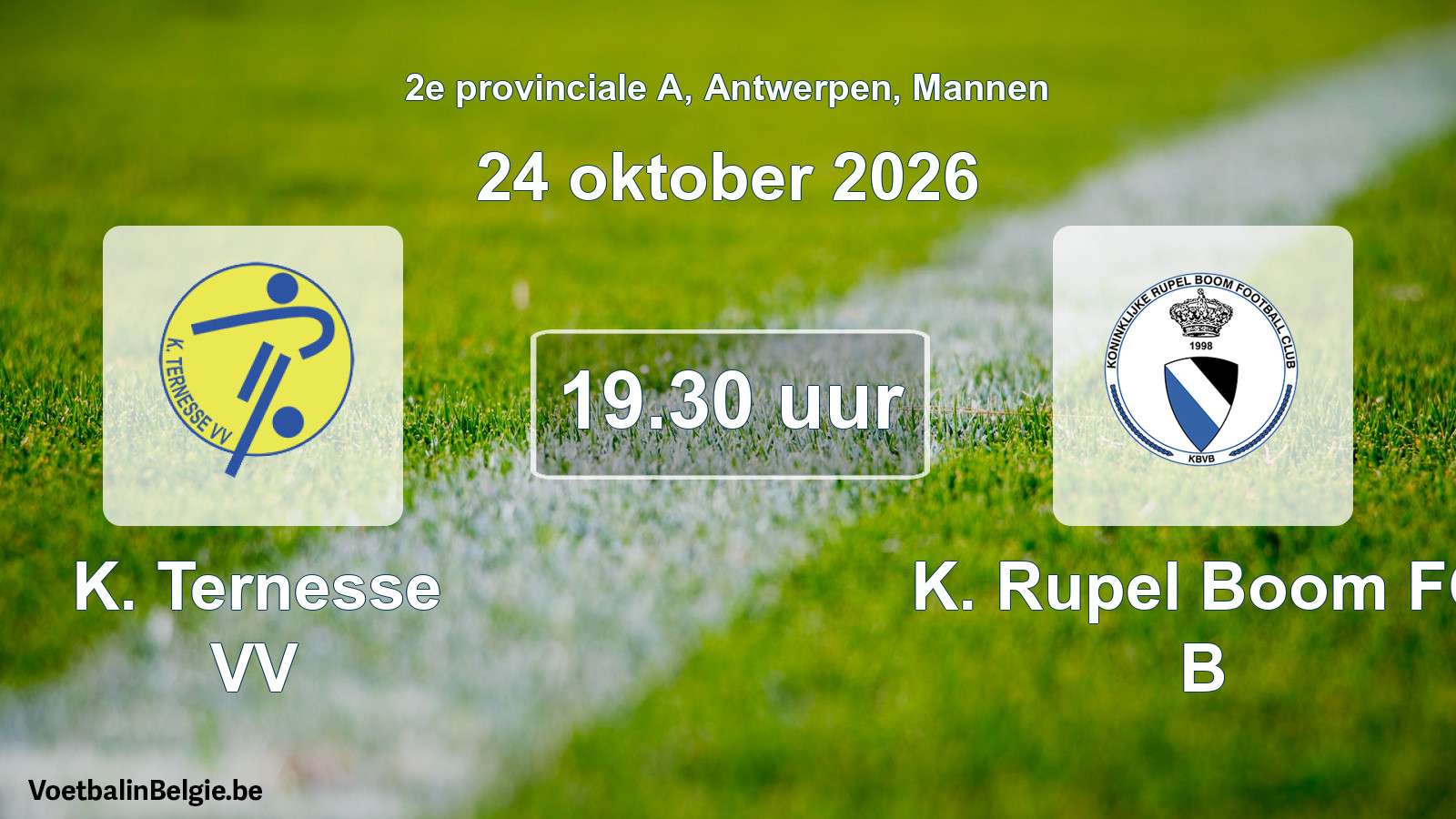 Geplande wedstrijd mannenvoetbal: K. Ternesse VV - K. Rupel Boom FC B (24 oktober 2026)