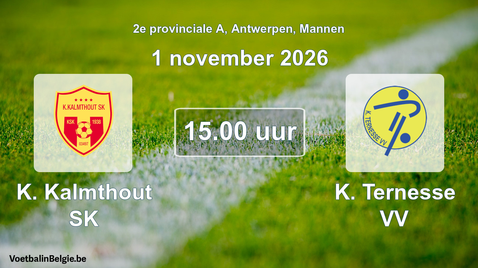 Geplande wedstrijd mannenvoetbal: K. Kalmthout SK - K. Ternesse VV (1 november 2026)