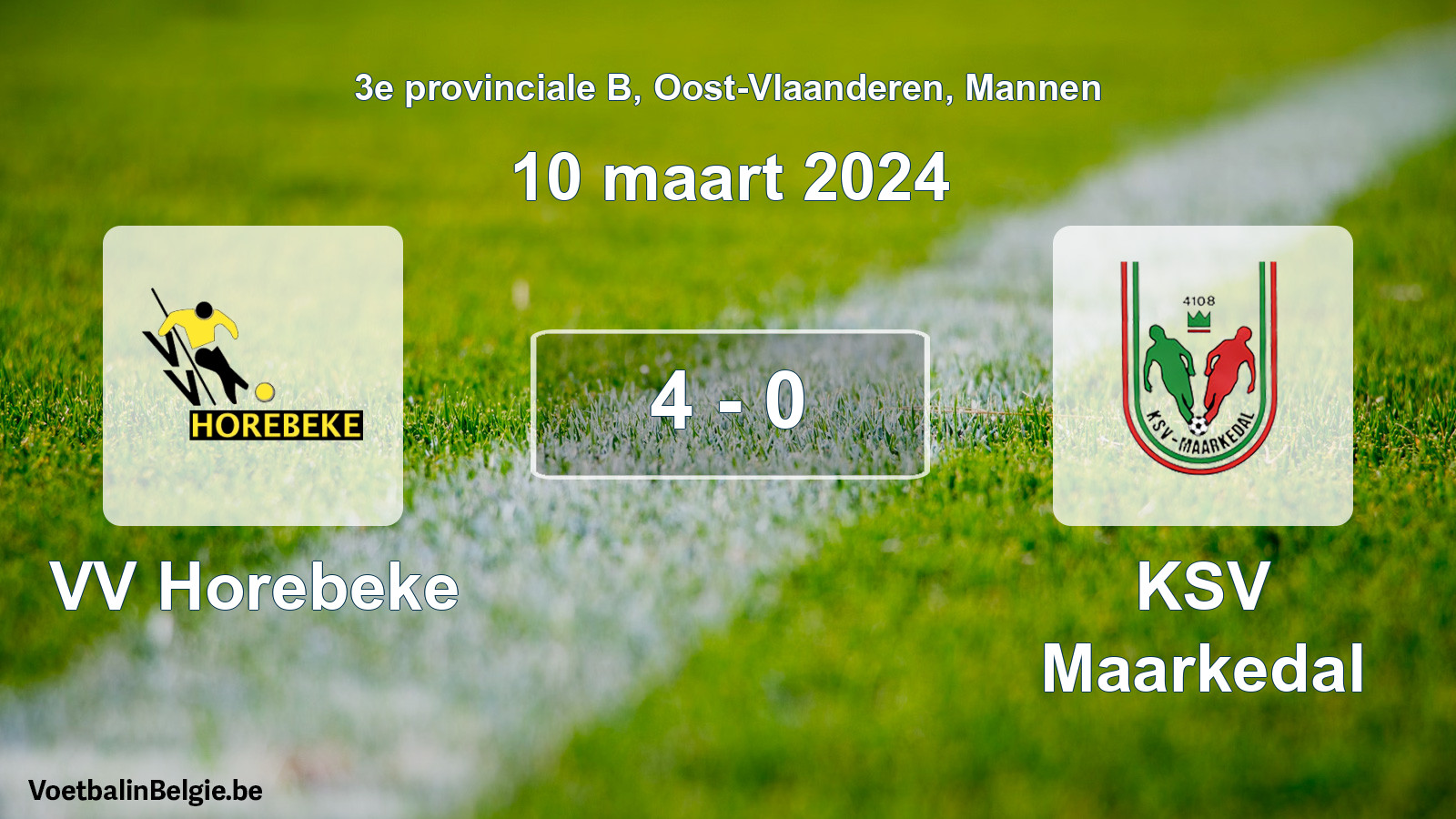 Gespeelde wedstrijd mannenvoetbal: VV Horebeke - KSV Maarkedal 4 - 0 (10 maart 2024)