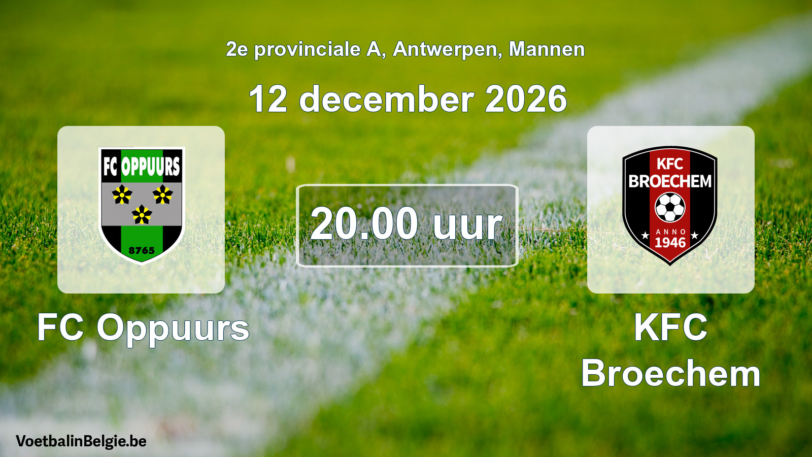 Geplande wedstrijd mannenvoetbal: FC Oppuurs - KFC Broechem (12 december 2026)