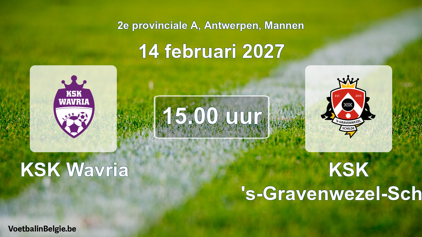 Geplande wedstrijd mannenvoetbal: KSK Wavria - KSK 's-Gravenwezel-Schilde (14 februari 2027)