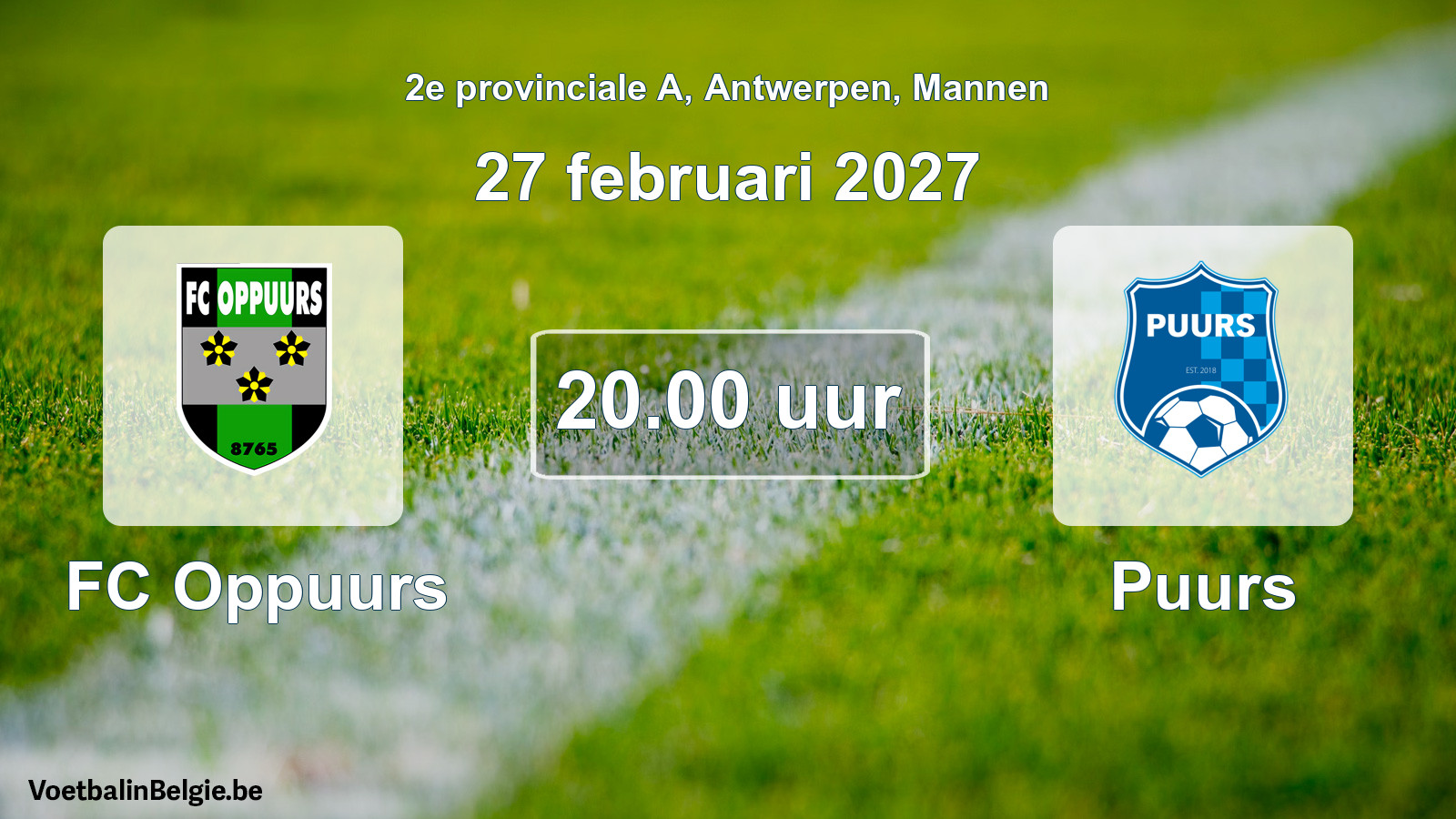 Geplande wedstrijd mannenvoetbal: FC Oppuurs - Puurs (27 februari 2027)