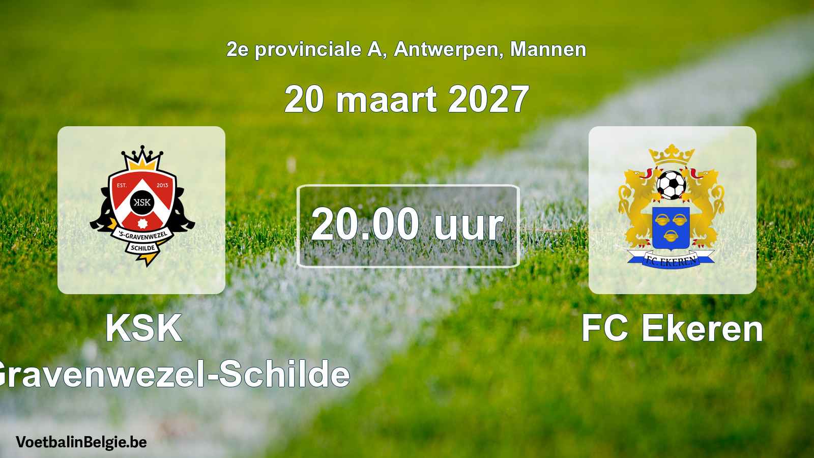 Geplande wedstrijd mannenvoetbal: KSK 's-Gravenwezel-Schilde - FC Ekeren (20 maart 2027)